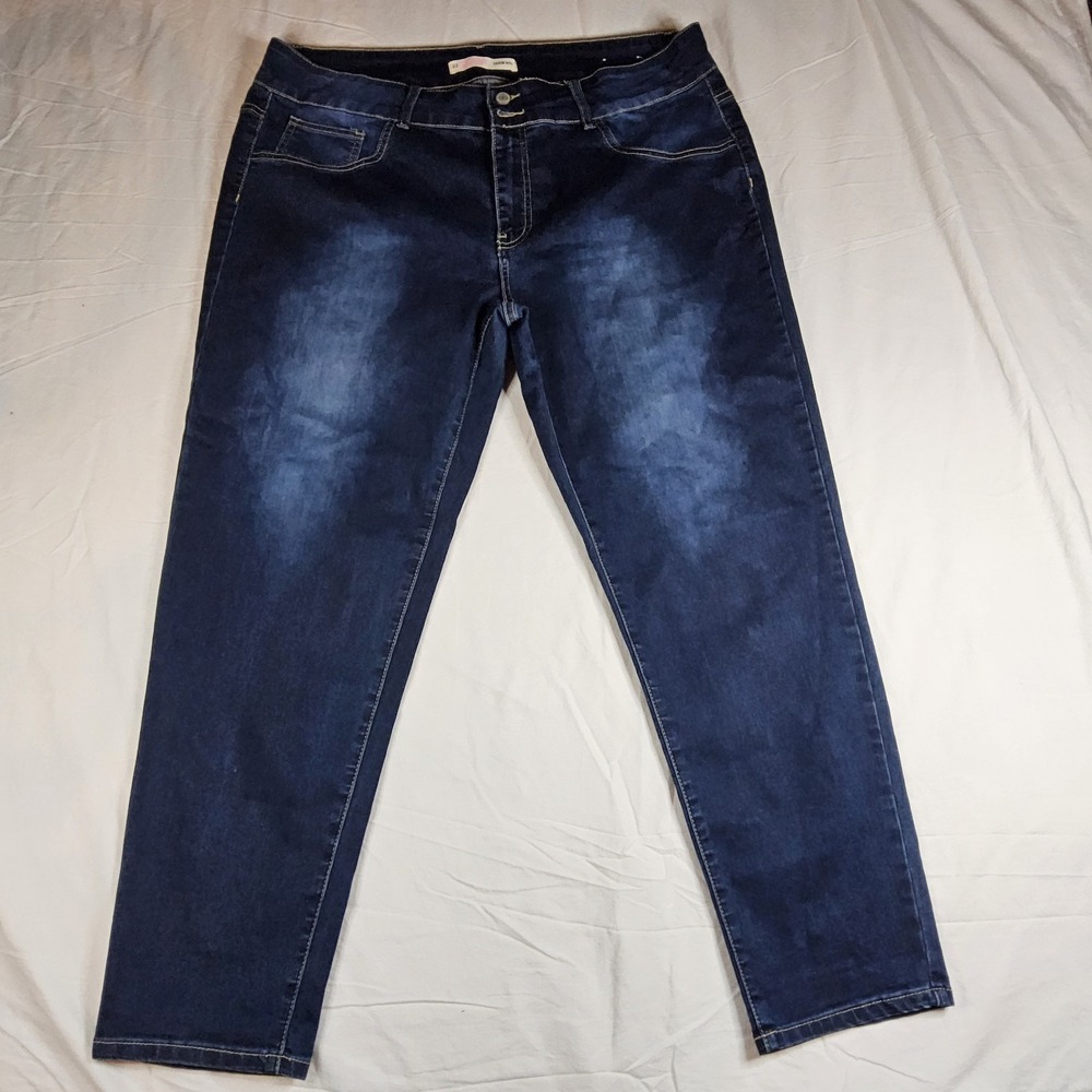 Denim Diva Skinny Jeans Size 22 Dark Wash Mid Rise Stretch Plus Size Denim Pants